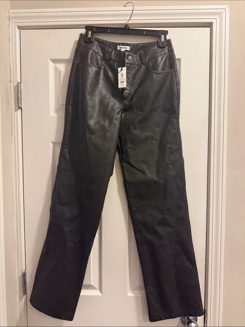Garage Black Wide-Leg Faux Leather Pants